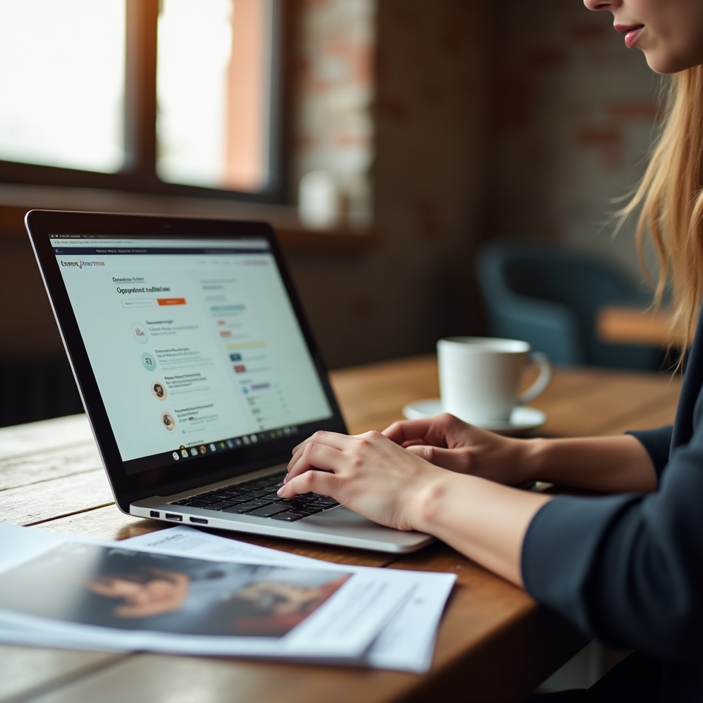 Persona che si iscrive al corso online su laptop